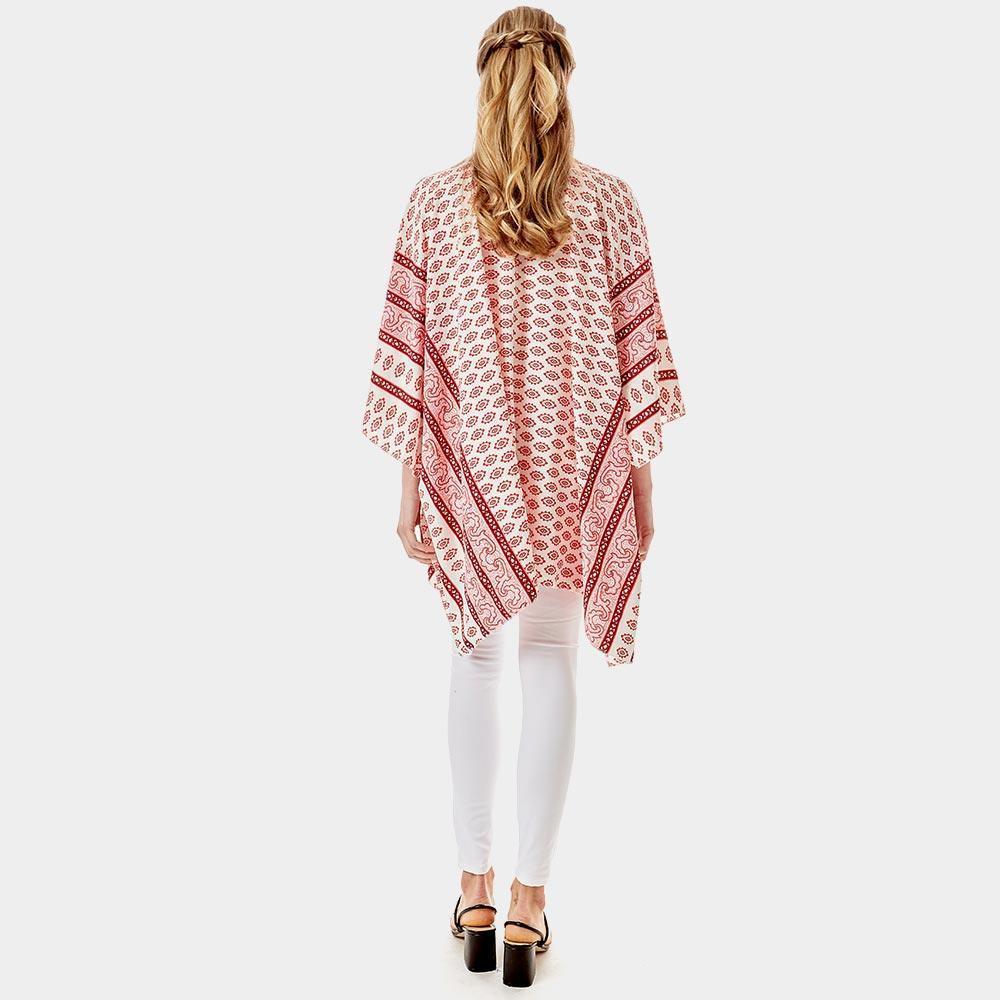 Pink Greek Mati Mataki Printed Cover Up Kimono Poncho - Jewelry Store by Erik Rayo