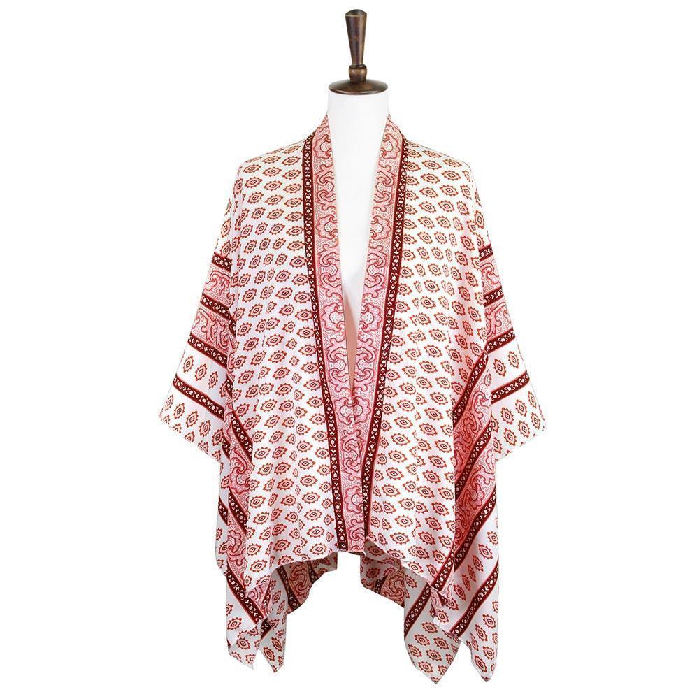 Pink Greek Mati Mataki Printed Cover Up Kimono Poncho - Jewelry Store by Erik Rayo