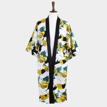 Load image into Gallery viewer, Green Tropical Printed Half Sleeves Cover Up Kimono Poncho
