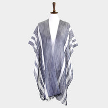 Load image into Gallery viewer, Black Striped Lurex Cover Up Poncho Kimono Poncho
