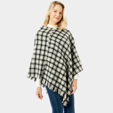 Load image into Gallery viewer, Black Diamond Pattern Knitted Poncho
