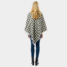 Load image into Gallery viewer, Black Diamond Pattern Knitted Poncho
