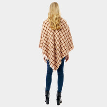 Load image into Gallery viewer, Pink Diamond Pattern Knitted Poncho
