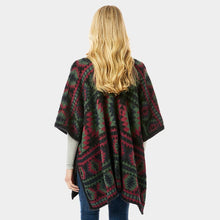 Load image into Gallery viewer, Black Aztec Pattern Ruana Poncho
