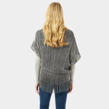 Load image into Gallery viewer, Black Striped Chenille Shrug With Fringe
