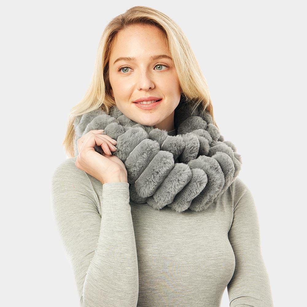 Gray Soft Faux Fur Infinity Scarf - Jewelry Store by Erik Rayo