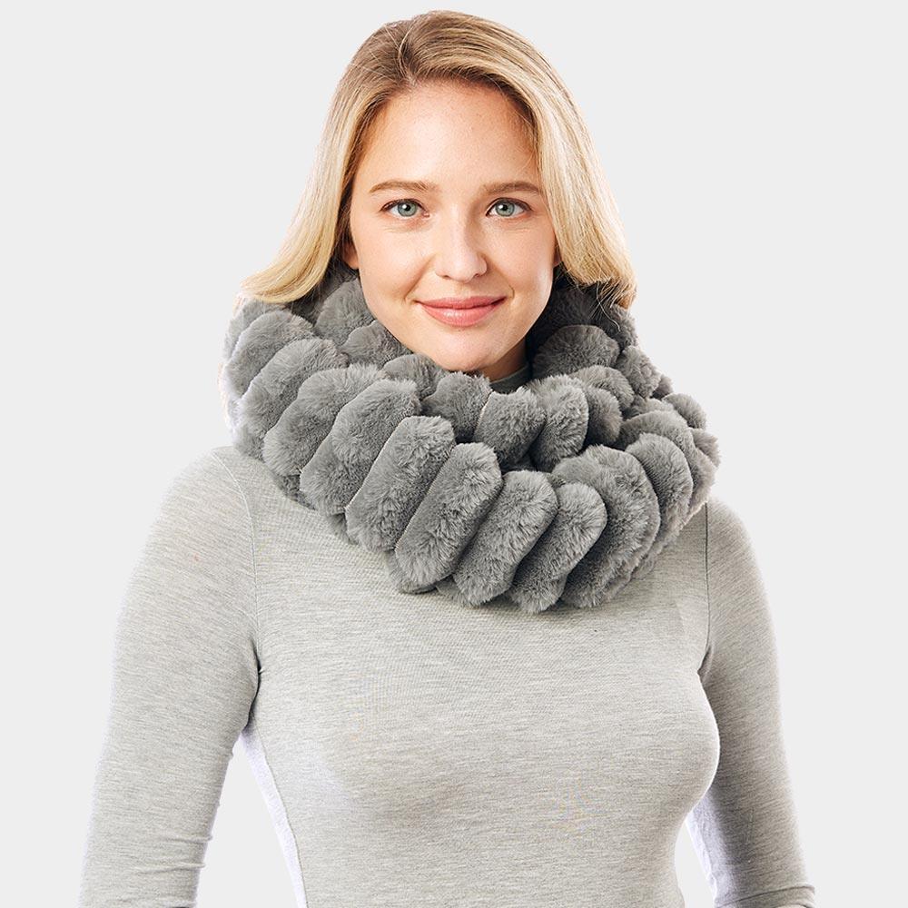 Gray Soft Faux Fur Infinity Scarf - Jewelry Store by Erik Rayo