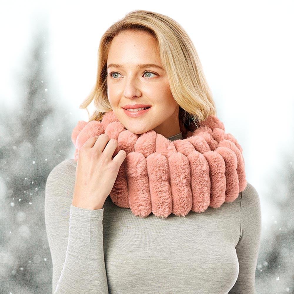 Pink Soft Faux Fur Infinity Scarf