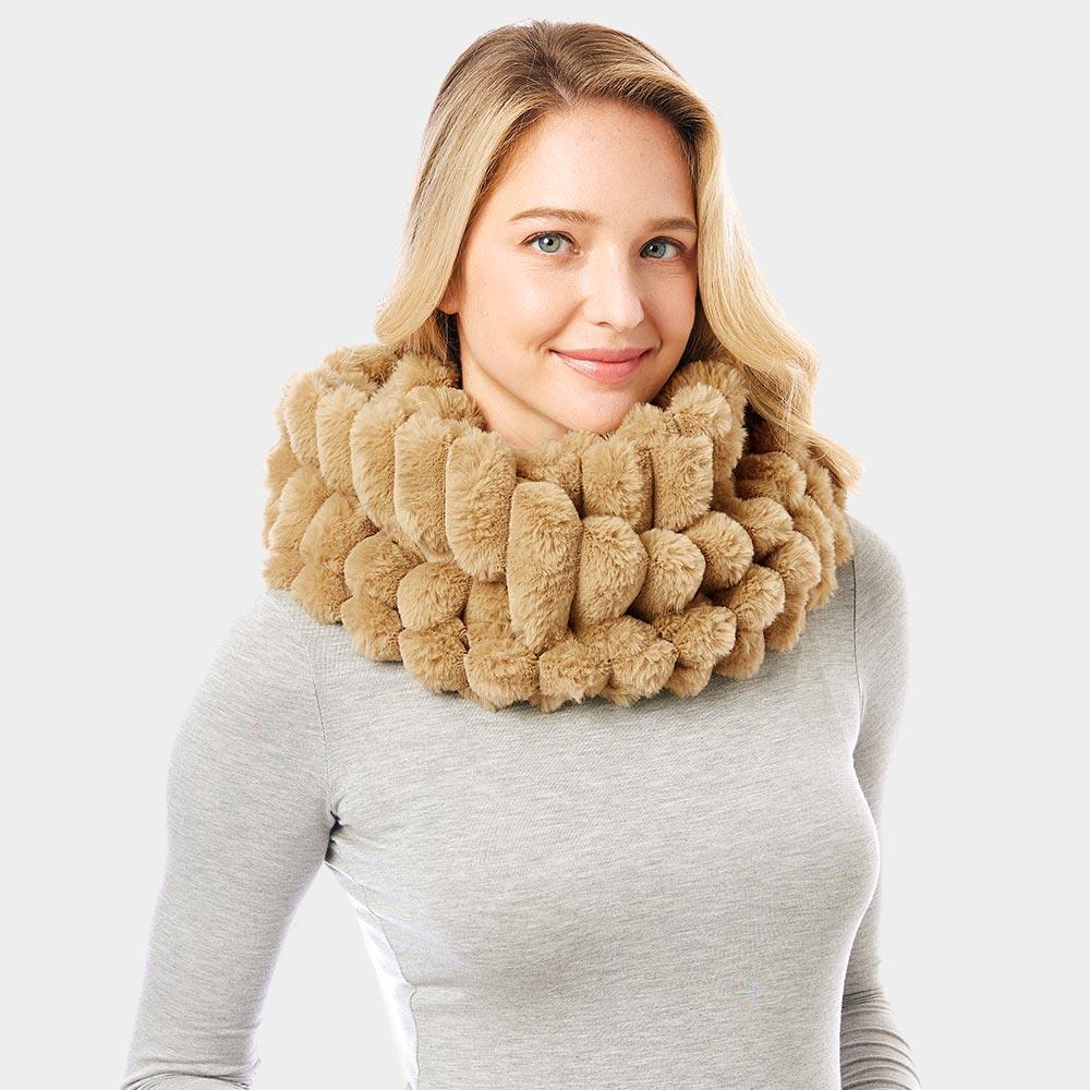 Taupe Soft Faux Fur Infinity Scarf - Jewelry Store by Erik Rayo
