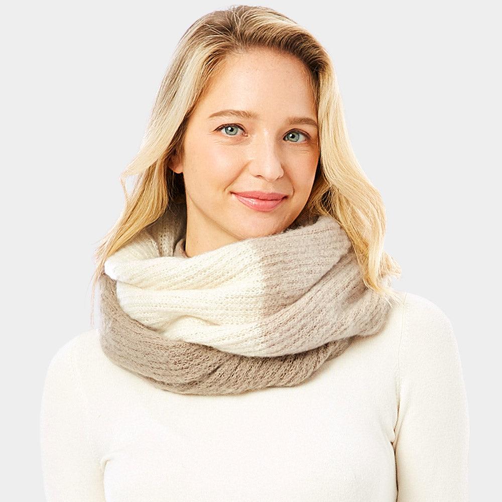 Beige Multi Color Infinity Scarf