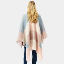 Load image into Gallery viewer, Pink Color Block Ruana Poncho
