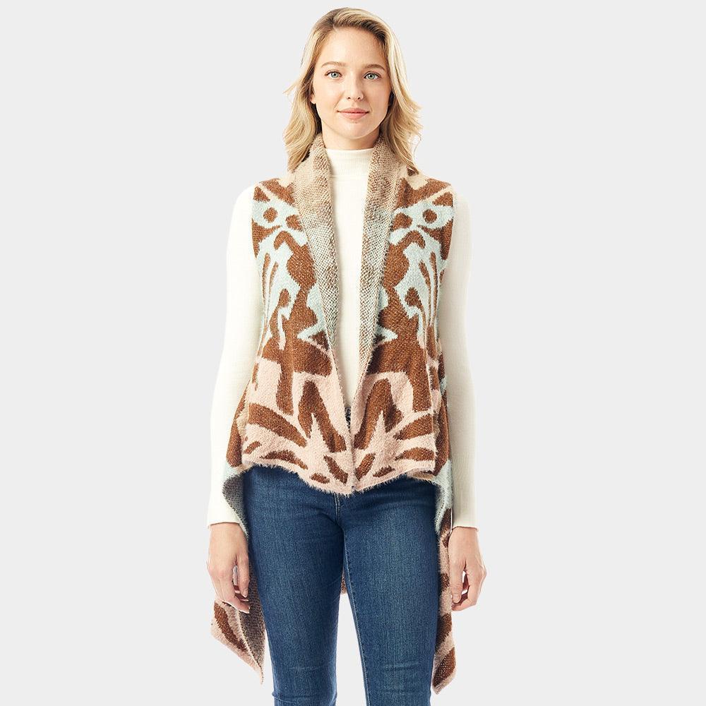 Beige Soft Fuzzy Colorful Animal Print Vest - Jewelry Store by Erik Rayo