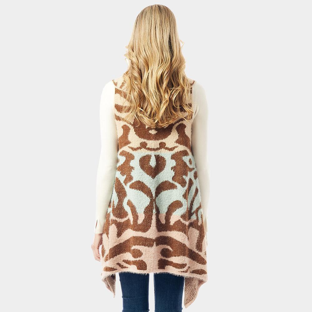Beige Soft Fuzzy Colorful Animal Print Vest - Jewelry Store by Erik Rayo