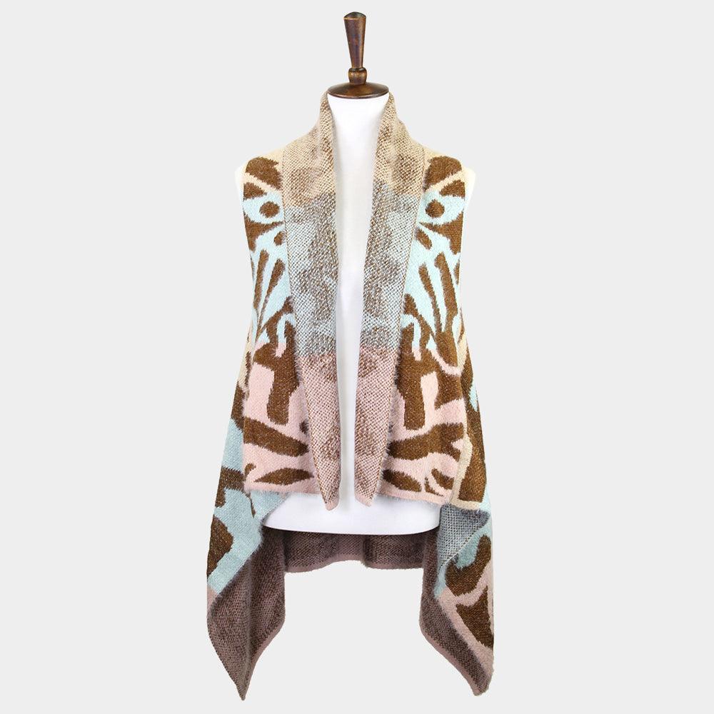 Beige Soft Fuzzy Colorful Animal Print Vest - Jewelry Store by Erik Rayo