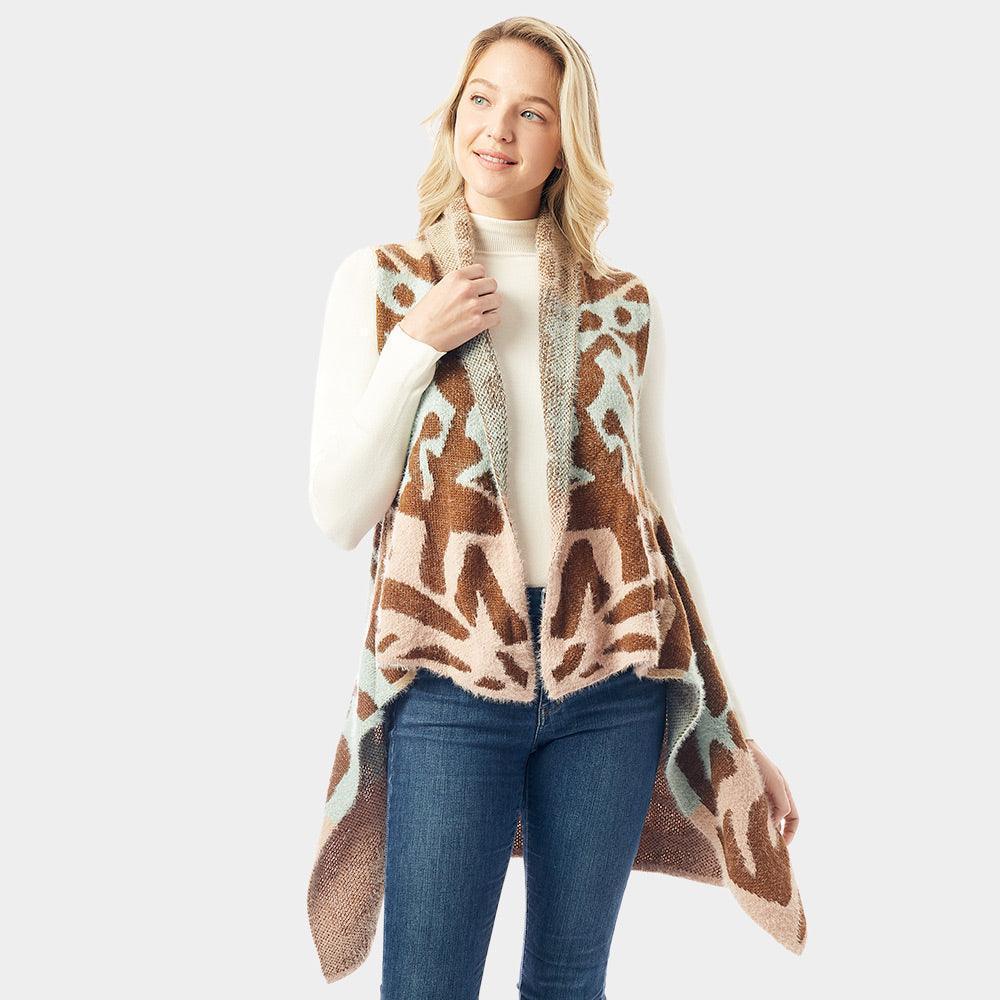 Beige Soft Fuzzy Colorful Animal Print Vest - Jewelry Store by Erik Rayo