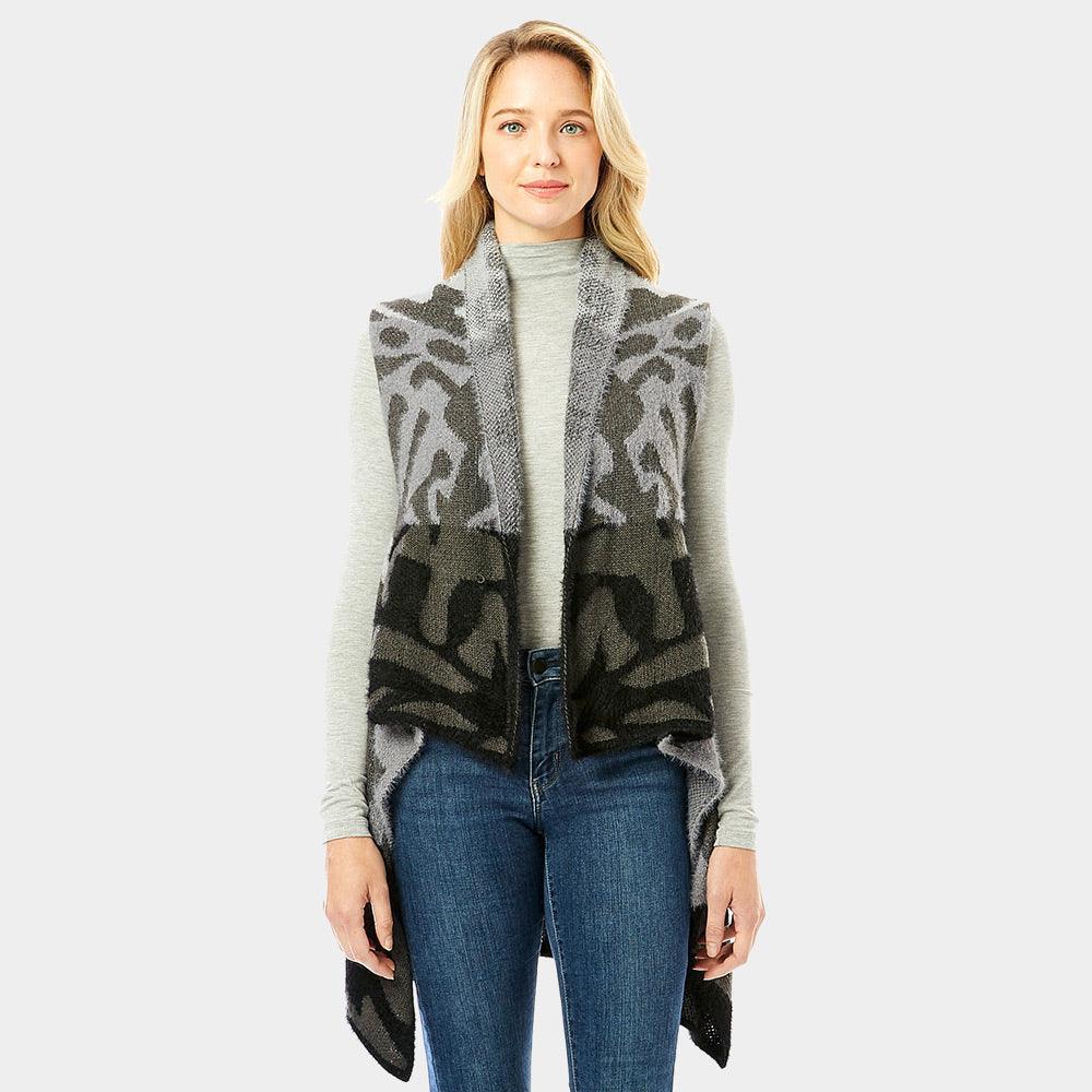 Black Soft Fuzzy Colorful Animal Print Vest - Jewelry Store by Erik Rayo