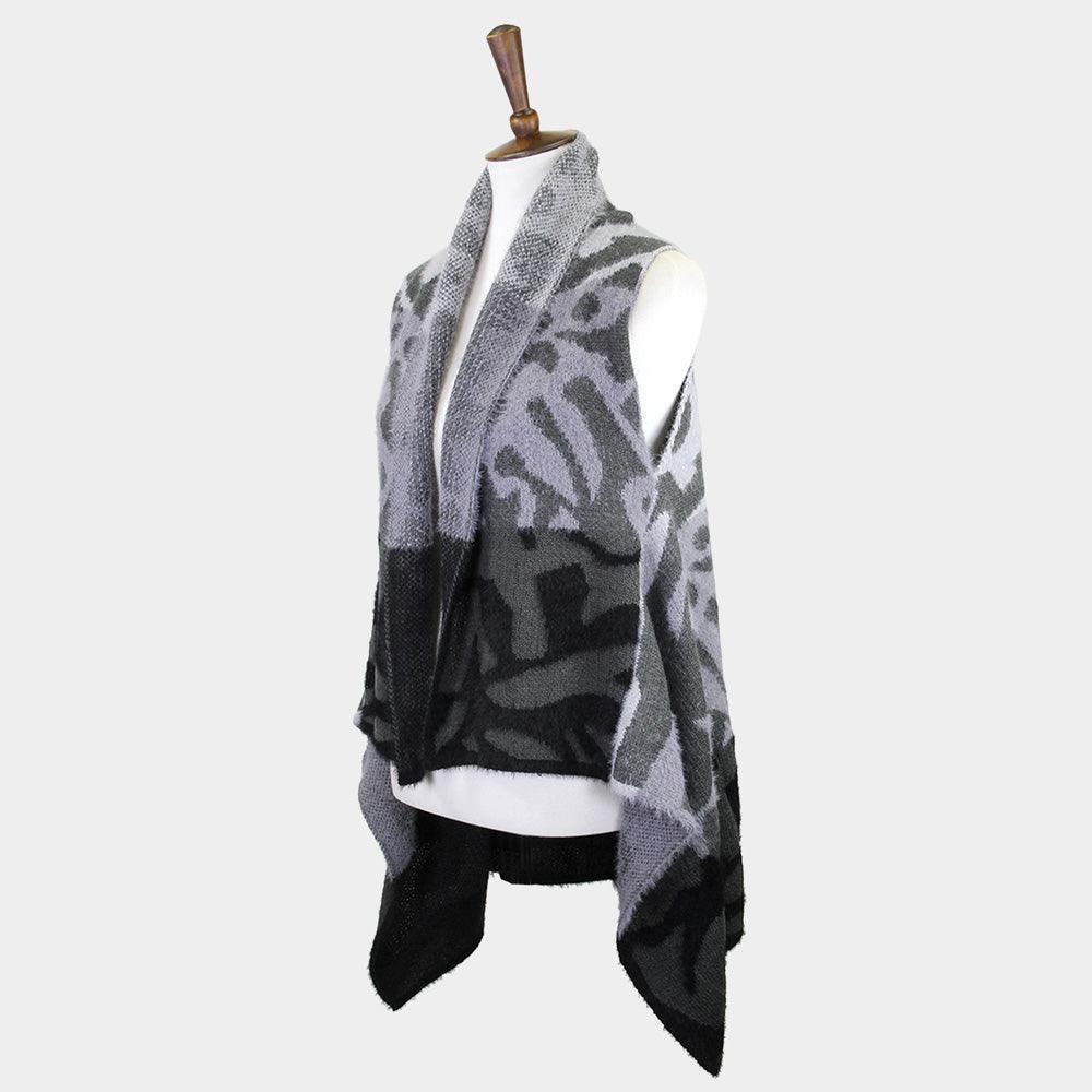 Black Soft Fuzzy Colorful Animal Print Vest - Jewelry Store by Erik Rayo
