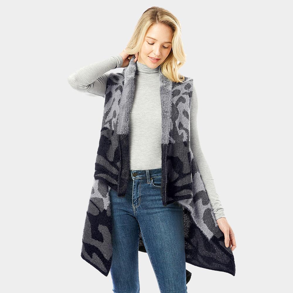 Black Soft Fuzzy Colorful Animal Print Vest - Jewelry Store by Erik Rayo