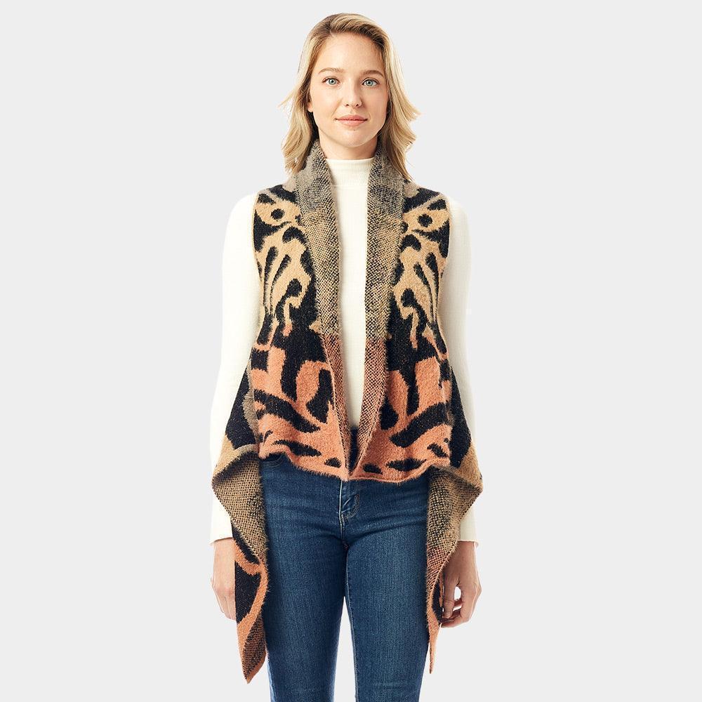 Brown Soft Fuzzy Colorful Animal Print Vest - Jewelry Store by Erik Rayo