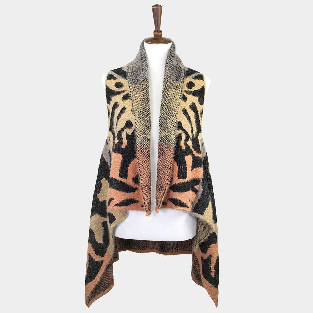 Brown Soft Fuzzy Colorful Animal Print Vest - Jewelry Store by Erik Rayo