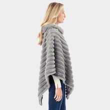 Load image into Gallery viewer, Gray Soft Faux Fur Collar Poncho
