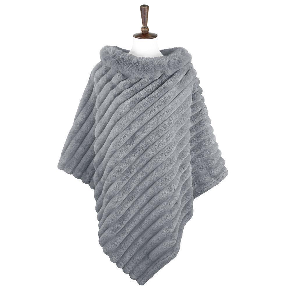 Gray Soft Faux Fur Collar Poncho - Jewelry Store by Erik Rayo