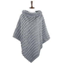 Load image into Gallery viewer, Gray Soft Faux Fur Collar Poncho
