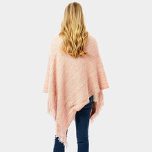 Load image into Gallery viewer, Pink Button Collar Pointed Knitted Foldover Neck Poncho
