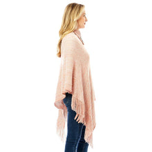 Load image into Gallery viewer, Pink Button Collar Pointed Knitted Foldover Neck Poncho
