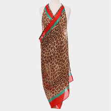 Load image into Gallery viewer, Camel Leopard Print Oblong Scarf
