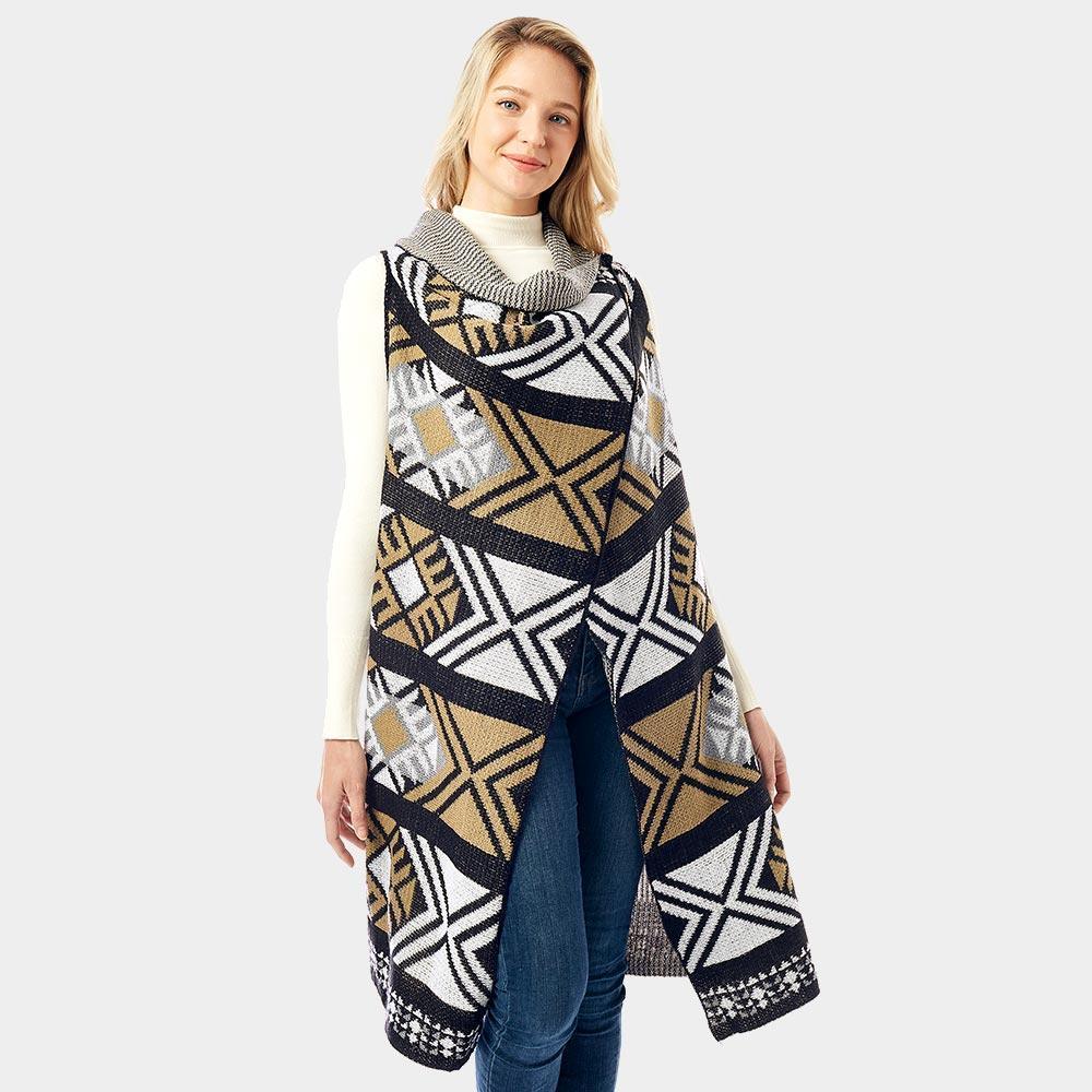 Black Aztec Pattern Button Vest - Jewelry Store by Erik Rayo