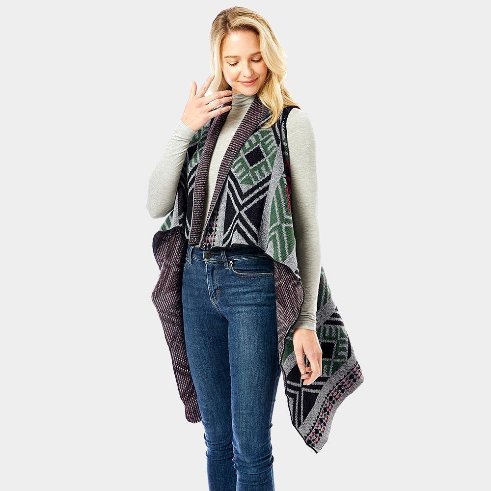 Gray Aztec Pattern Button Vest - Jewelry Store by Erik Rayo