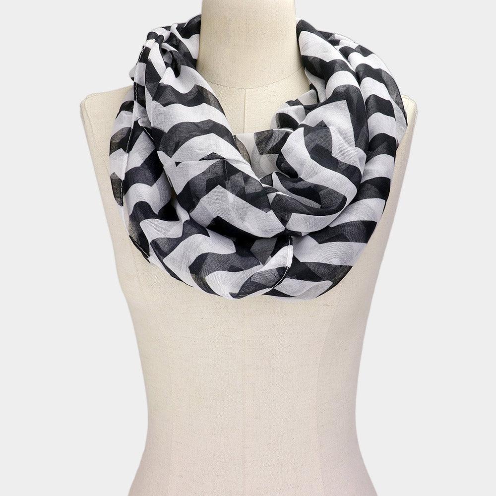 White Chevron Pattern Infinity Scarf