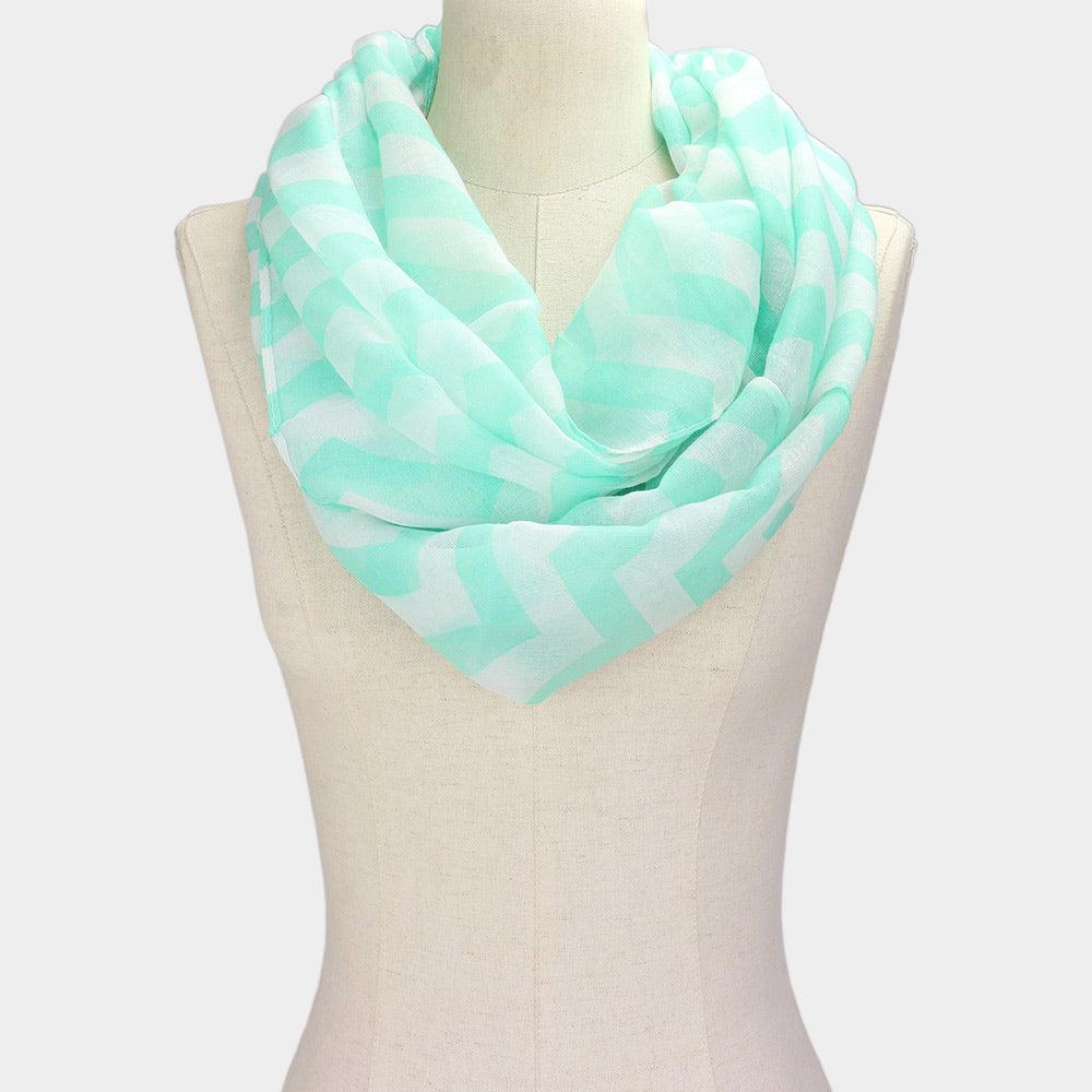 White Chevron Pattern Infinity Scarf