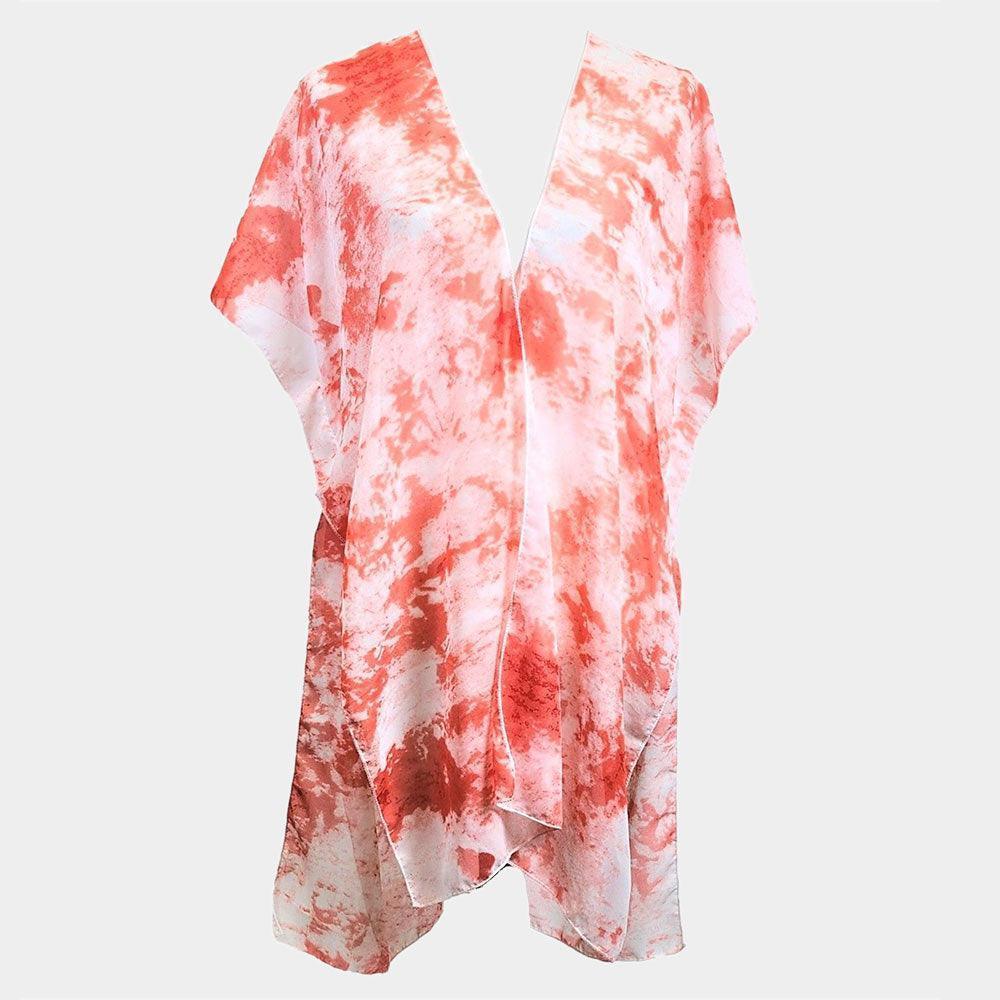 Coral Tie Dye Cover Up Kimono Poncho - Jewelry Store by Erik Rayo
