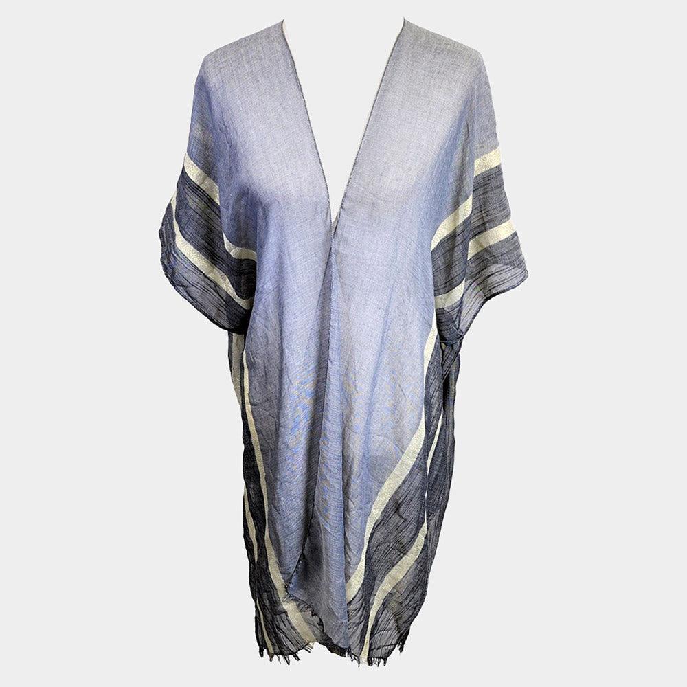 Black Lurex Border Cover Up Kimono Poncho - Jewelry Store by Erik Rayo