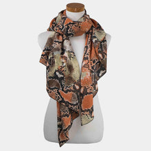 Load image into Gallery viewer, Orange Snake Skin Pattern Scarf Vest Poncho
