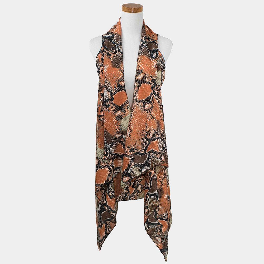 Orange Snake Skin Pattern Scarf Vest Poncho - Jewelry Store by Erik Rayo