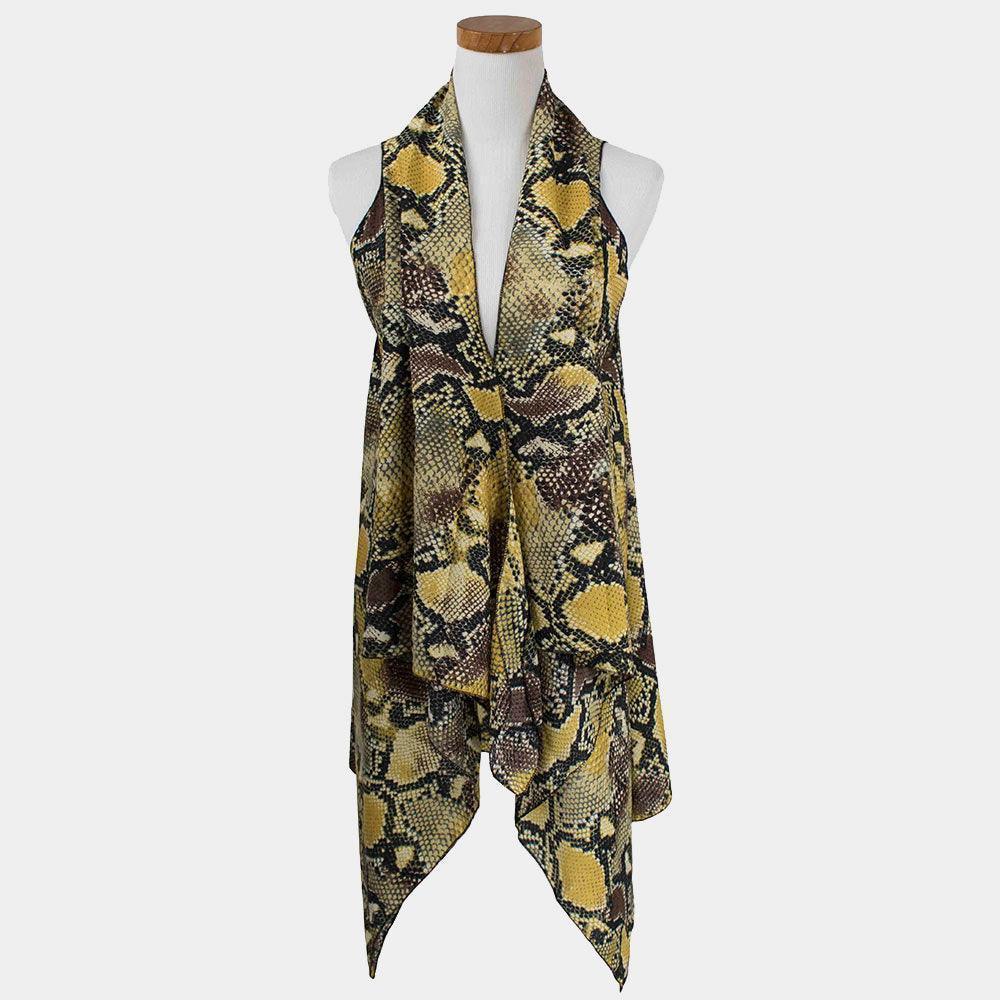 Yellow Snake Skin Pattern Scarf Vest Poncho - Jewelry Store by Erik Rayo