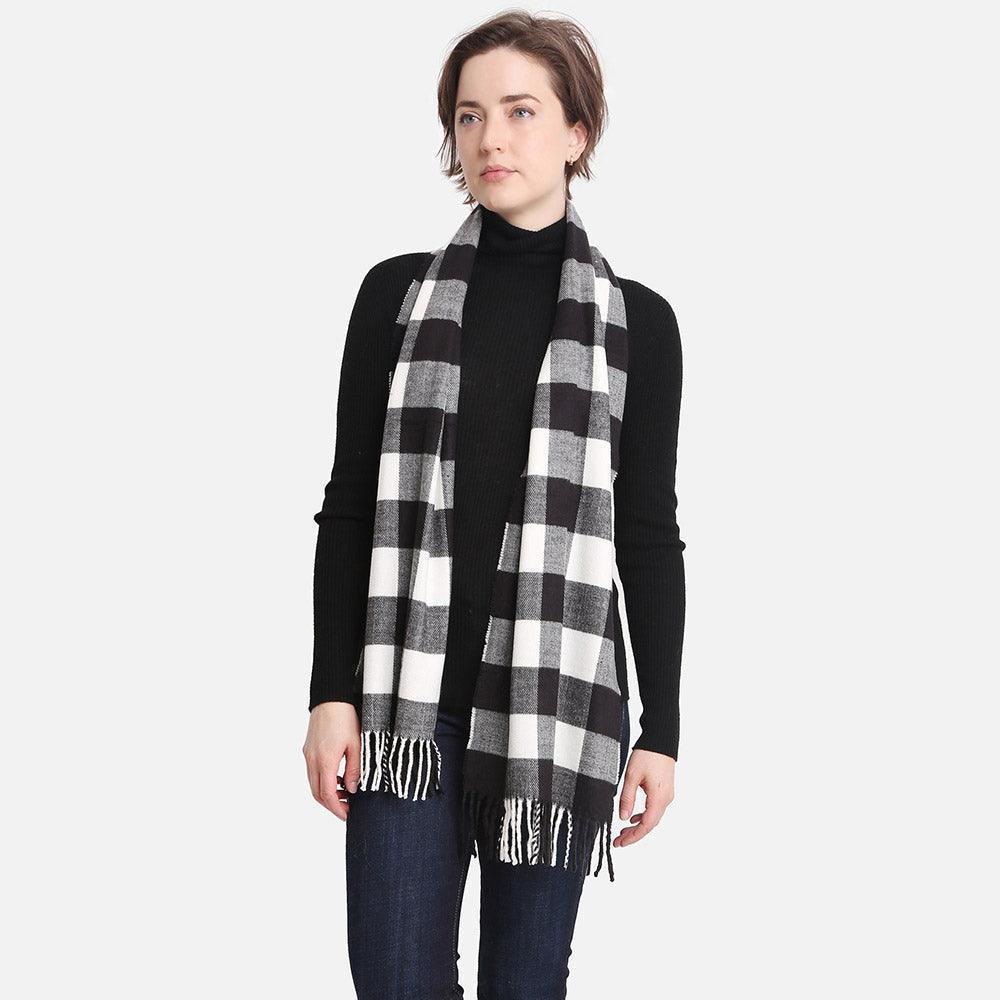 White Buffalo Check Patterned Oblong Scarf - Jewelry Store by Erik Rayo