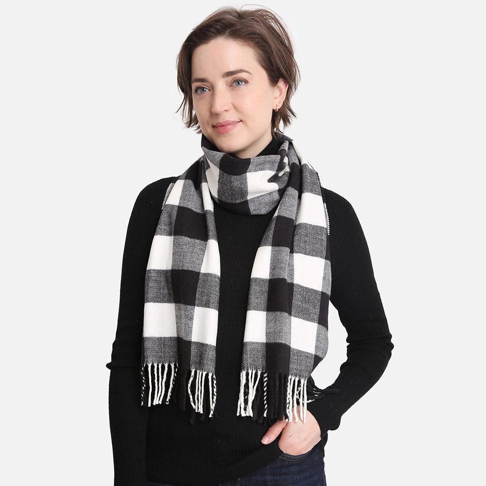 White Buffalo Check Patterned Oblong Scarf - Jewelry Store by Erik Rayo