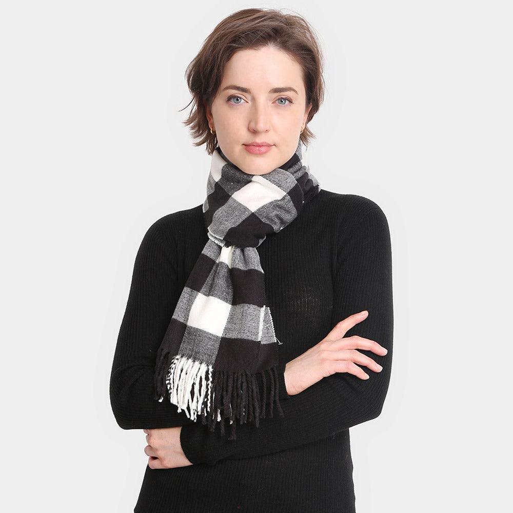 White Buffalo Check Patterned Oblong Scarf - Jewelry Store by Erik Rayo