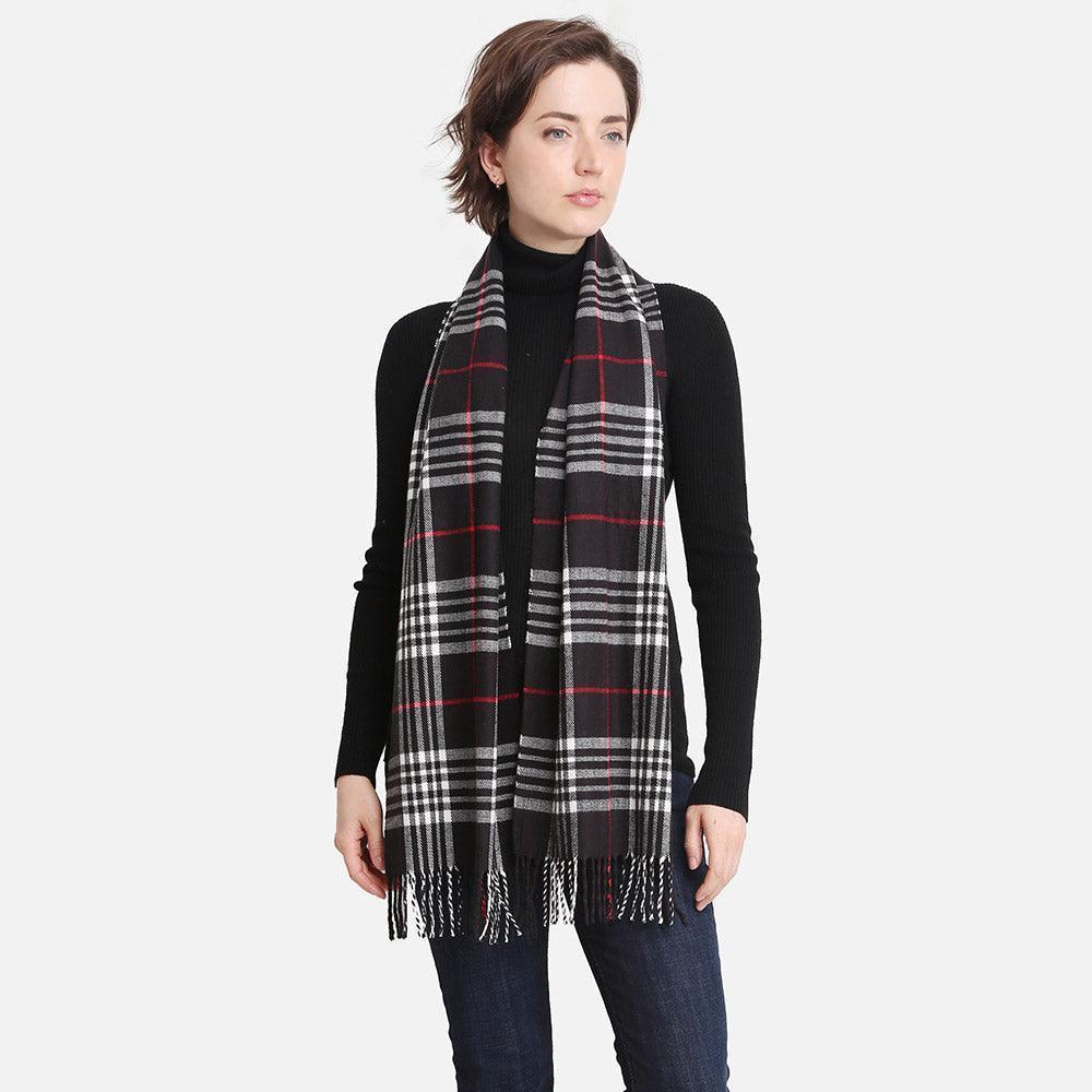Black Plaid Check Patterned Oblong Scarf - Jewelry Store by Erik Rayo