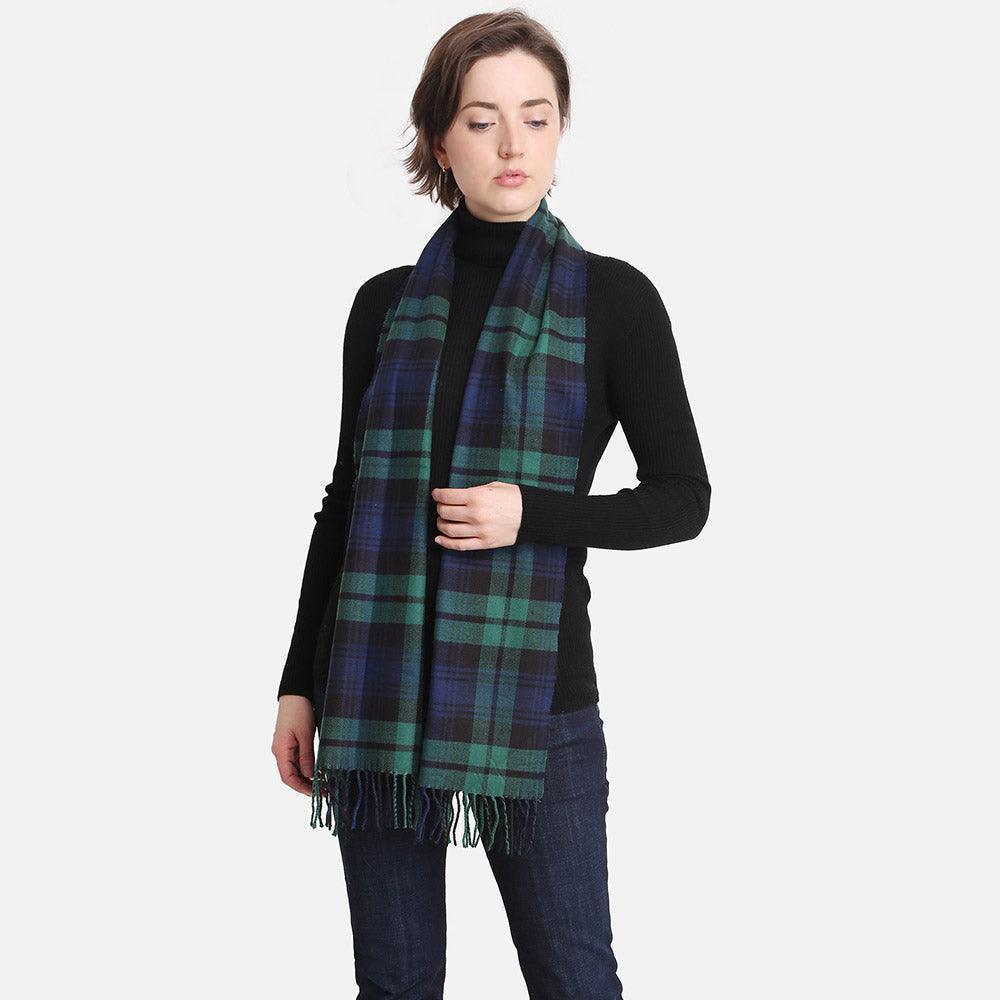 Green Plaid Check Patterned Oblong Scarf - Jewelry Store by Erik Rayo