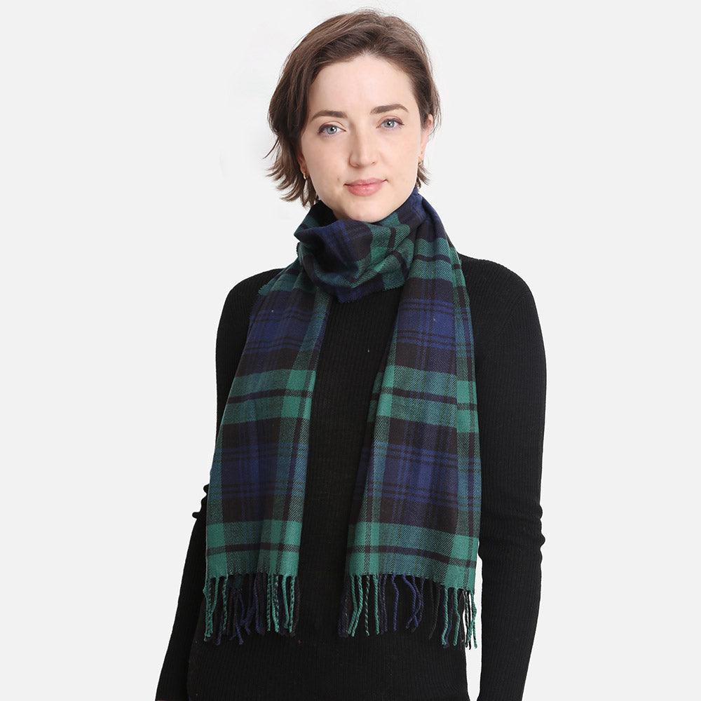 Green Plaid Check Patterned Oblong Scarf - Jewelry Store by Erik Rayo