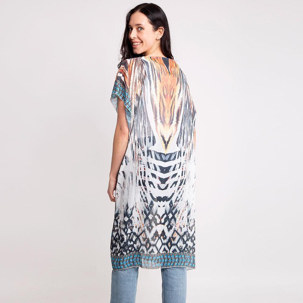 Mixed Print Long Poncho - Jewelry Store by Erik Rayo
