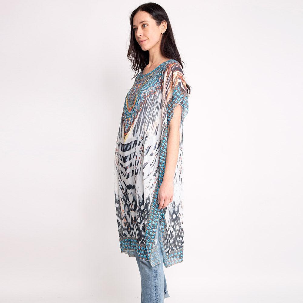 Mixed Print Long Poncho - Jewelry Store by Erik Rayo