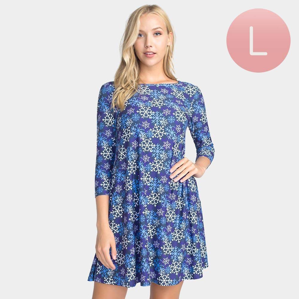 Blue Snowflake Patterned A-Line Dress - Jewelry Store by Erik Rayo