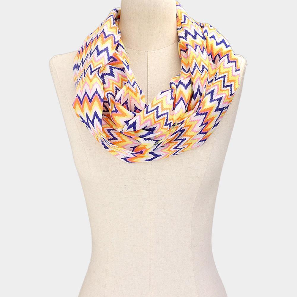 Blue Chevron Pattern Infinity Scarf - Jewelry Store by Erik Rayo