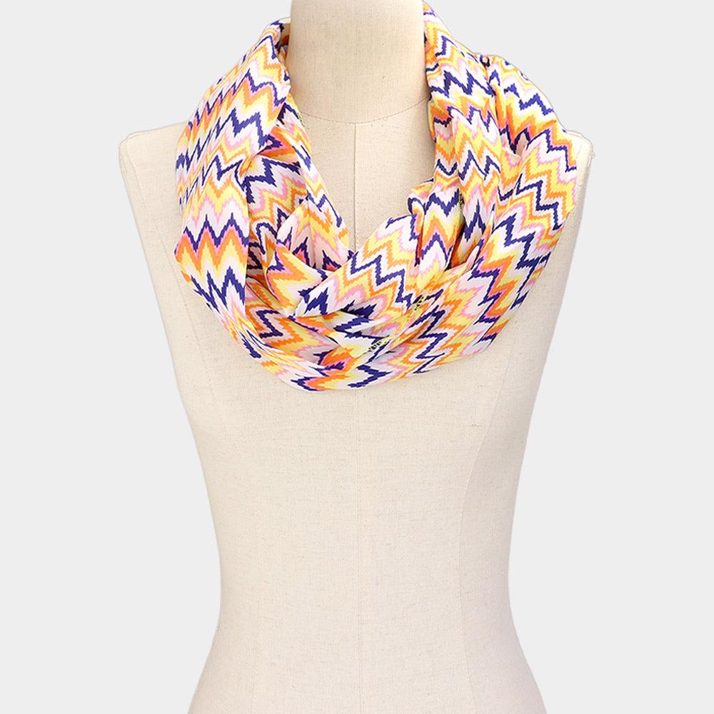 Blue Chevron Pattern Infinity Scarf